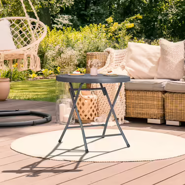 Relaxdays Folding Garden Table with Rattan Look