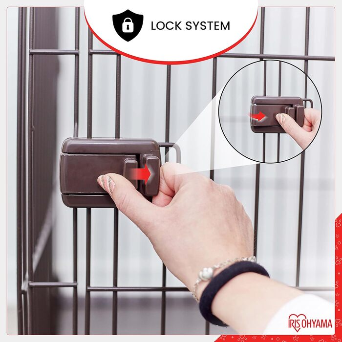 Клітка для собак, котів та кроликів Iris Ohyama, 1.7 м², 8 панелей, WPC-24, чорна, з дверцятами