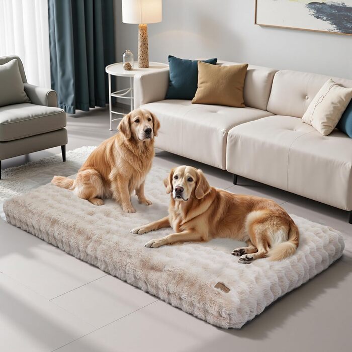 Крісло-лежанка для собак BingoPaw: великі, середні породи, водонепроникне, знімне, нековзне, 90x60x10 см (4XL: 200x130x18 см, Бежевий)