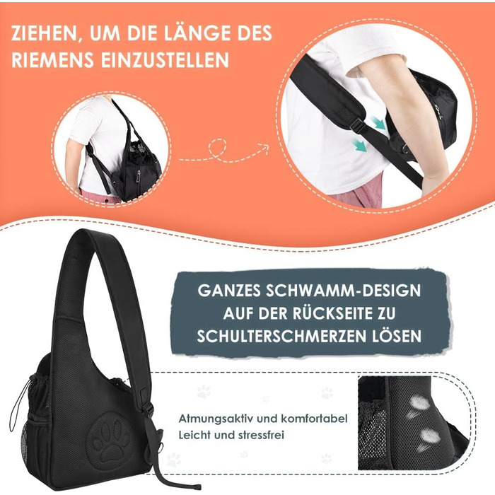 Сумка-переноска для собак до 7 кг, чорна. Зручна переноска для цуценят та маленьких собак, з регульованим ремінцем, м'якою підкладкою та вентильованою сіткою. Легка та миюча сумка-переноска для собак до 3 кг.