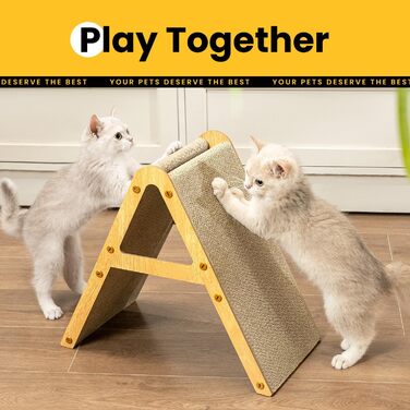 Кігтеточка для котів з коробкою та 4 змінними шарами з картону - велика кігтеточка з міцного гофрокартону, двосторонні шари з картону з наклейками - місце для відпочинку котів у квартирі, захист меблів. Велика коробка для котів + 4 кігтеточки + наклейки (