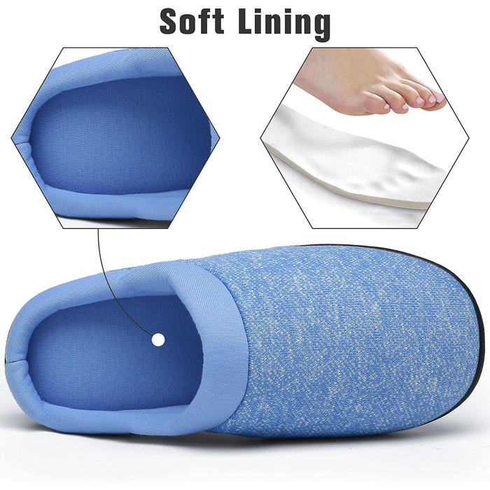 Тапочки домовиті жіночі Mishansha Herren з піною пам'яті, антиковзаючі, розмір 36-49 (Небесно-блакитний, 48 EU)