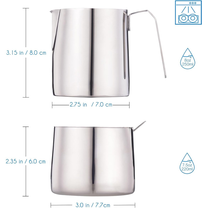 Stainless Steel 304 Creamer and Sugar Bowl Set with Spoon for Coffee - Mirror Finish