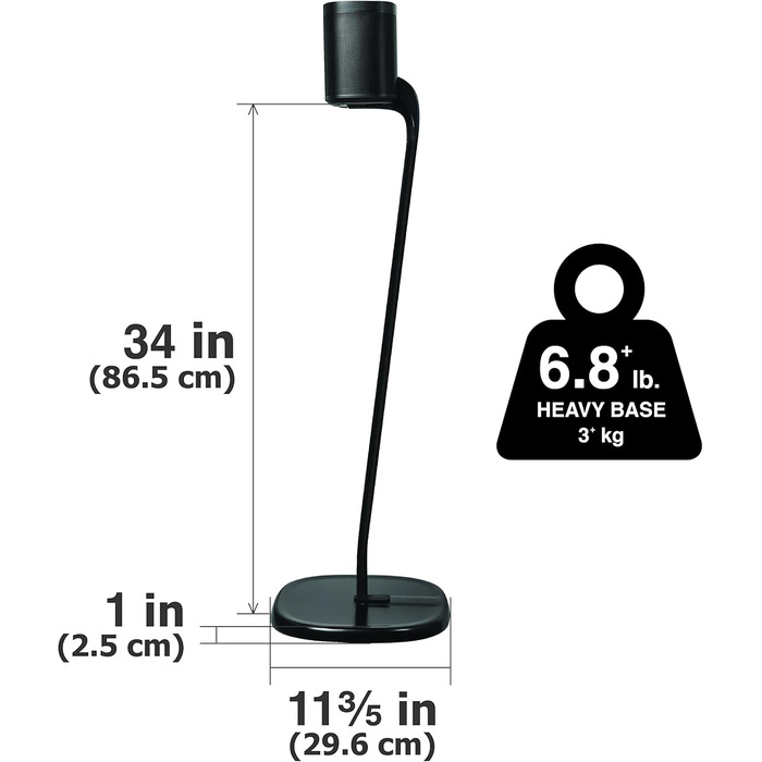 Підставка GT STUDIO для SONOS One, One SL, Play:1, Play:3. Преміум дизайн, приховане кабельне підключення, важка основа (Пара, Чорний)