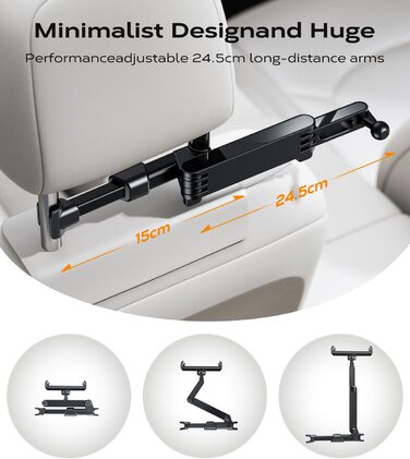 Утримувач для планшета в авто, універсальний, висувний, для Galaxy, Huawei, Switch, чорний