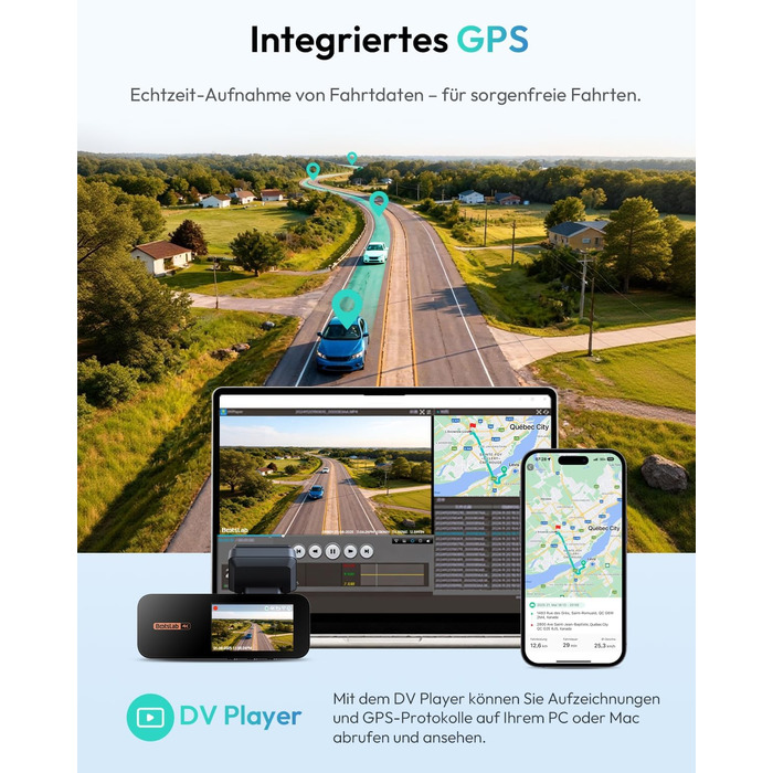 Автомобільний відеореєстратор BOTSLAB G980H 4K Dual (передній та задній), GPS, WiFi, ADAS, нічна зйомка, кут 170°, IPS дисплей 2.45
