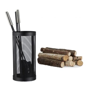 Relaxdays Fireplace Tool Set, 5-Piece in Bucket