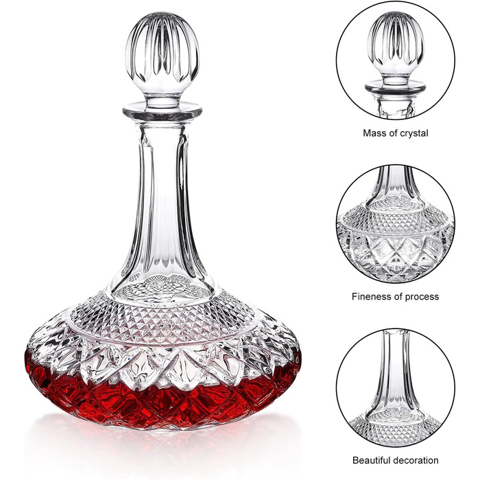 Wine/Whiskey Decanter with Stopper, Top Shelf Collection, Decanter with Luxurious Box, Elegant Gift/1500ml