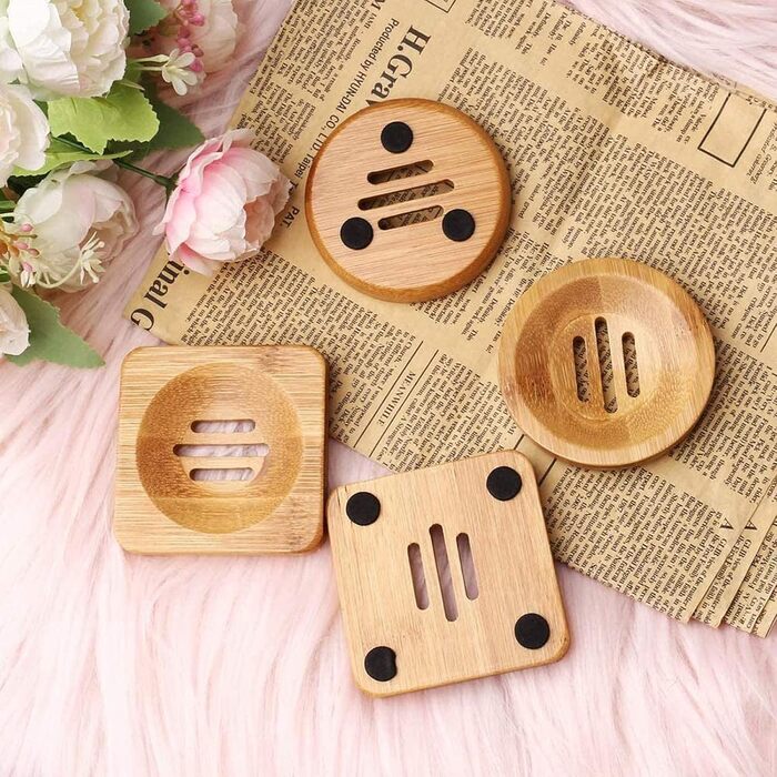 6 шт. мильниця з бамбука, дерев'яна ручна мильниця, мильниця з натурального бамбука, підходить для ванної кімнати, для зберігання мила (колір: коричневий)