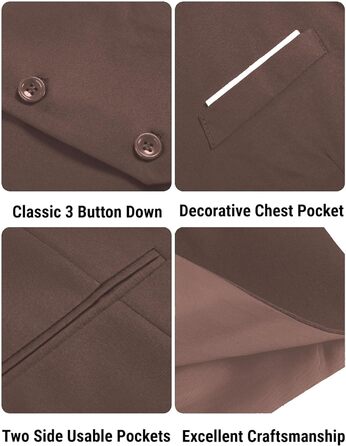 Костюмний жилет чоловічий COOFANDY, приталений, формальний, піджак, для ділового стилю або смокінгу (Коричневий, 4XL)