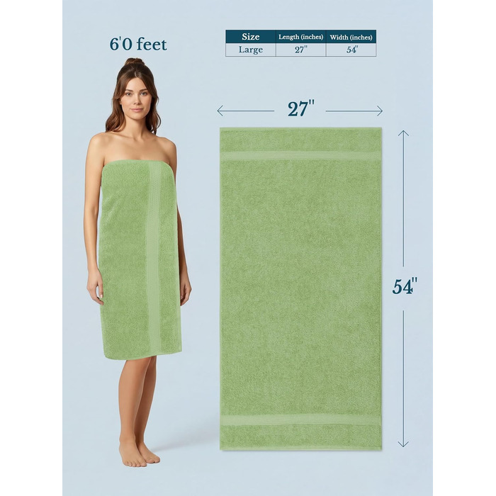 Набір банних рушників Utopia Towels (4 шт.), 69 x 137 см, шавлієвий зелений, 100% бавовна, висока поглинальна здатність