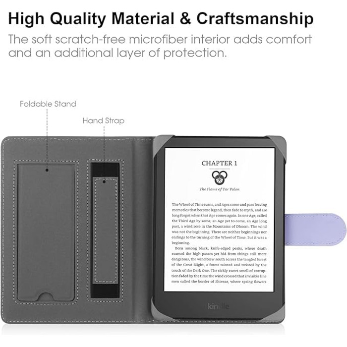 Чохол для Kindle Paperwhite/Kobo Clara HD/Pocketbook/Tolino/Sony E-Reader (6-6.8 дюймів), шкіряний, з підставкою, фіолетовий