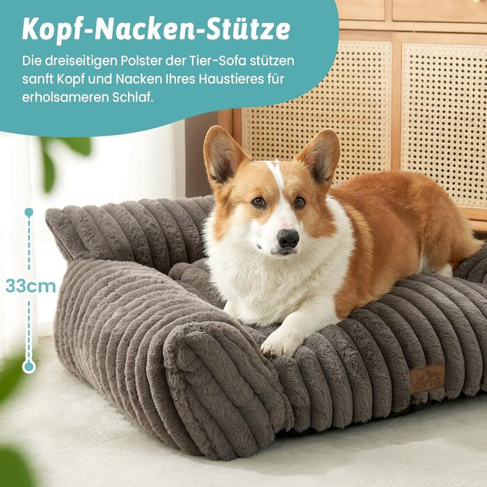 Килимок для котів XL, сірий, 80x60x33 см - м'яке ліжко-софа для котів та собак, зручне та легке у догляді