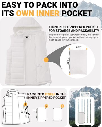 Степлева жилетка Outdoor Ventures для жінок з капюшоном, тепла велосипедна жилетка для туризму та кемпінгу, кремовий колір, XS