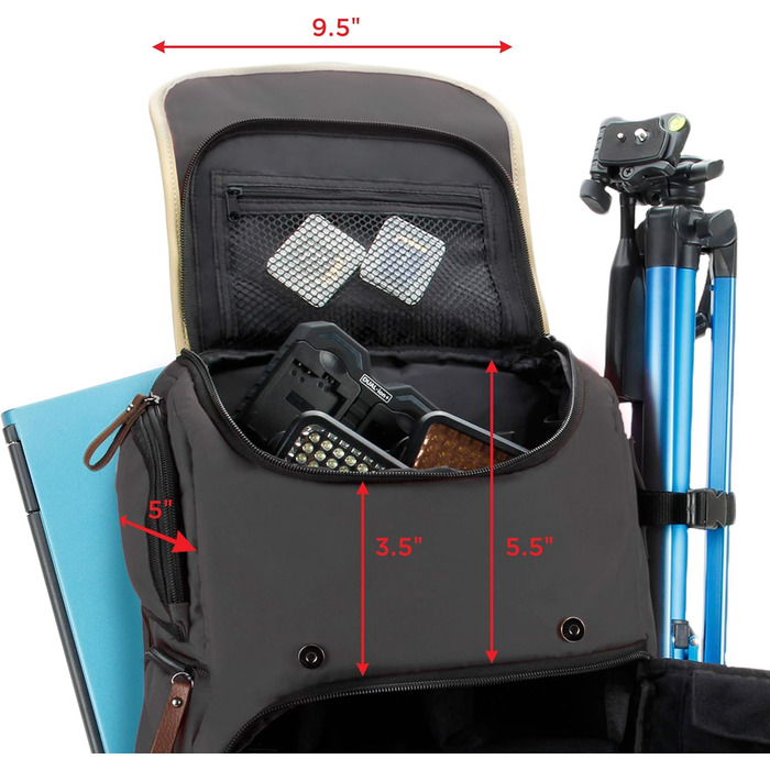 GOgroove Рюкзак для камери: DSLR рюкзак для подорожей, з відділенням для ноутбука та штатива, водонепроникний, сірий