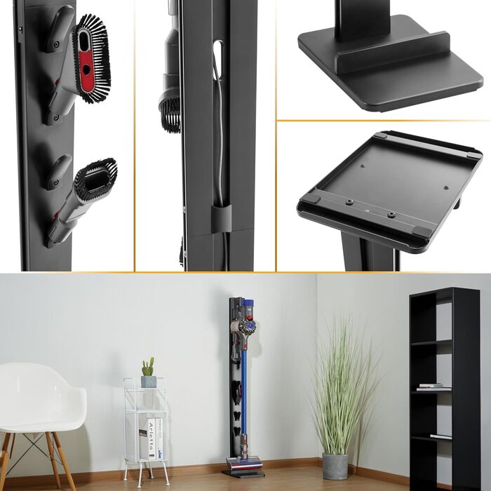 RICOO Vacuum Cleaner Stand Charging Station for Dyson - Compatible with Dyson Cordless Handheld Vacuum Cleaners V6 V7 V8 V10 V11 V12 V15 - Vacuum Cleaner Holder SH002 Height 1280 mm Black Vacuum Cleaner Stand Sh002