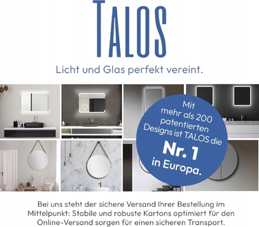 Кругле дзеркало у ванну кімнату з LED-підсвіткою Talos CORVIA Shine, матове золото