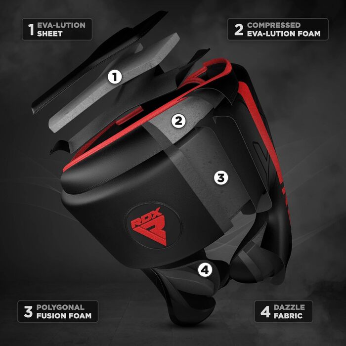 RDX Headgear for Kickboxing, Combat Sports, MMA Training - Maya Hide Sparring Head Protector for Boxing, Krav Maga, Muay Thai, Karate & Taekwondo - Red, Large