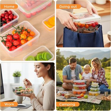 Набір контейнерів для зберігання їжі AiQInu 5 шт. з кришкою, BPA-Free, PP (1.5L+1L+0.5L+0.24L+0.12L), прозорі, для холодильника та мікрохвильової печі