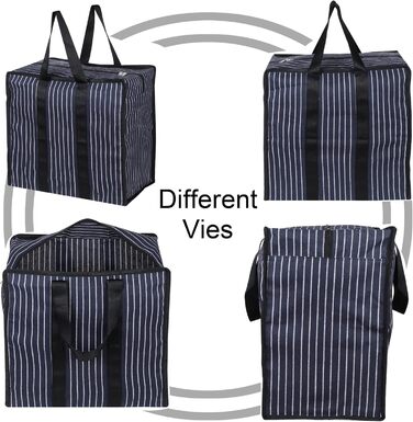 Double R Bags Multi-Purpose Canvas Shopping Bag, Extra Large, Durable, Reusable, with Strong Handles and Zippered Bottom (2 Pack, Navy Blue)
