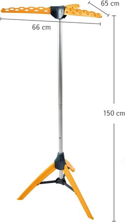 Tatkraft Art Moon Palm - Clothes Drying Rack, Stable, Folding, Ironing Clothes Rack, Capacity 30 kg or 42 Clothes Hangers, Stainless Steel, Compact Foldable, Orange