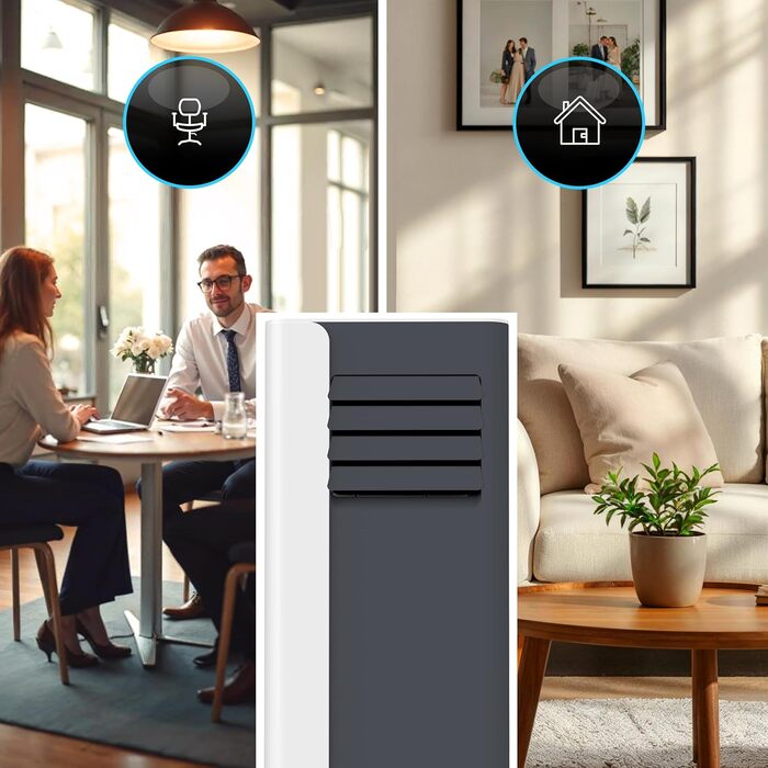 Мобільний кондиціонер 9000 BTU WiFi Tuya Smart, 2.6 кВт, 26 м², 3-в-1, з випускним шлангом, міні, комплект з ущільнювачем для вікна