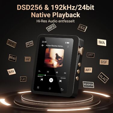 MP3 плеєр Mechen 128GB Hi-Res Bluetooth 5.3 з FLAC, DSD DAC, USB-C, сенсорний екран, шкіряний чохол (M33)