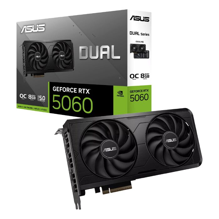 Відеокарта ASUS TUF Gaming GeForce RTX 5060 EVO 8GB GDDR7, PCIe 5.0, DLSS 4, 3.125-Slot, чорна