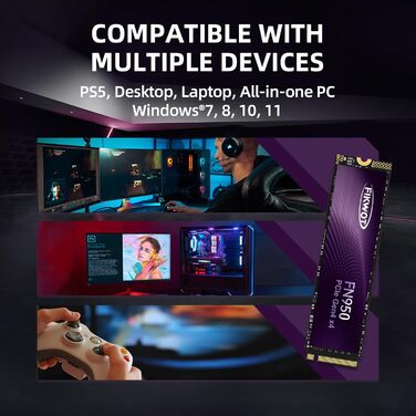 SSD накопичувач 2TB PCIe Gen4 M.2 з графеновим охолодженням - 7350 MB/s, динамічний SLC кеш, для ноутбуків та ПК