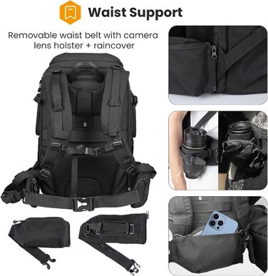 Рюкзак для камери Tarion HX-XL, 2-в-1, чорний, водонепроникний, з відділенням для ноутбука 15.6 дюймів