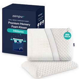 Набір ортопедичних подушок ZenPur з ефектом пам'яті (Memory Foam), 40x60x13 см, ергономічна подушка для шиї з бамбуковим чохлом Oeko-Tex, 2 шт.