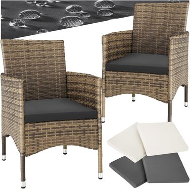 Tectake 2-Piece Rattan Garden Chair Set