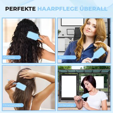 Щітка для волосся Lockenbürste Premium - для кучерявого волосся, біо-щітка з щетиною дикого кабана, 3-в-1 для створення локонів (Лілаковий, Світло-блакитний)