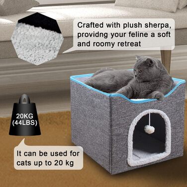 Будиночок для котів FURRYPAWS - затишний будиночок для котів для дому та вулиці, ідеальний для котів та кошенят, стабільна конструкція, сірий, на 2 котів
