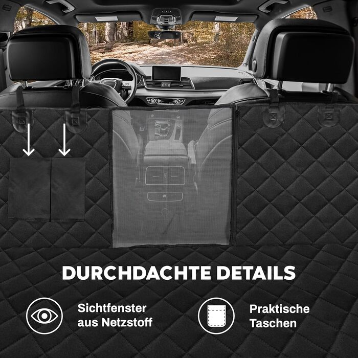 Захист для заднього сидіння автомобіля для собак Hainberger: водовідштовхувальний, анти-царапин, з боковим захистом та віконцем, 137x147 см