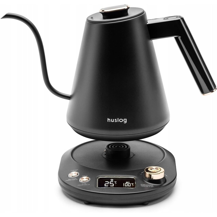 Huslog Electric Gooseneck Kettle with Temperature Control - 1 Liter, Black