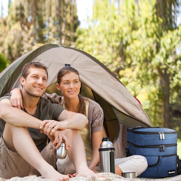 Термосумка Kato Tirrinia 17L для пікніка та подорожей (23 банки), темно-синя