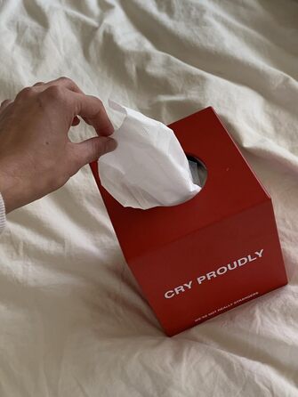 We're Not Really Strangers Cosmetic Tissue Holder Proudly, Square, Red, 13 x 13 x 14 cm, Stylish and Functional Design