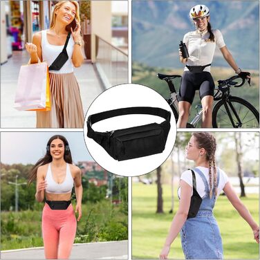 Гірчатка на пояс для жінок та чоловіків, водонепроникна сумка на стегно з багатьма кишенями для спорту, подорожей, бігу, походів, велоспорту, чорна
