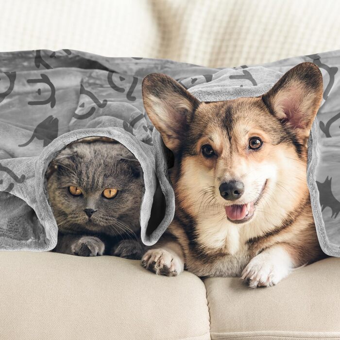 Водонепроникний плед для собак Nobleza XXL (203 x 152 см), м'який та пухнастий, для собак та котів, можна прати в машині, двосторонній чохол для дивану, сірий