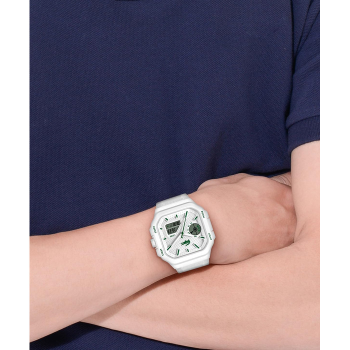 Годинник Lacoste LC33 Square силіконовий ремінець, кварцовий, блакитний/зелений/білий