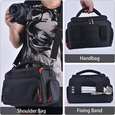 Сумка для камери FOSOTO велика, на плече, сумісна з Nikon d5600 d3500 D3200 D3300, Canon, Sony, водонепроникна
