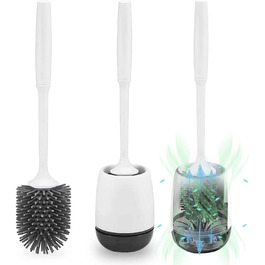 Щітка для унітазу силіконова з тримачем, настінний монтаж, швидковисихаюча, для ванної кімнати – білий (сірий та білий) (чорний та білий)