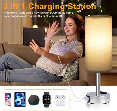 Настільна лампа Kakanuo з торшером, USB-порт, диммування, для спальні, дитячої кімнати, офісу, вітальні