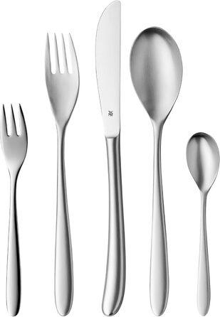 WMF Silk Stainless Steel Cutlery Set, 6 Place Settings, 30-Piece Dinner Set, Monobloc Knives, Cromargan Stainless Steel Satin Finish, Dishwasher Safe