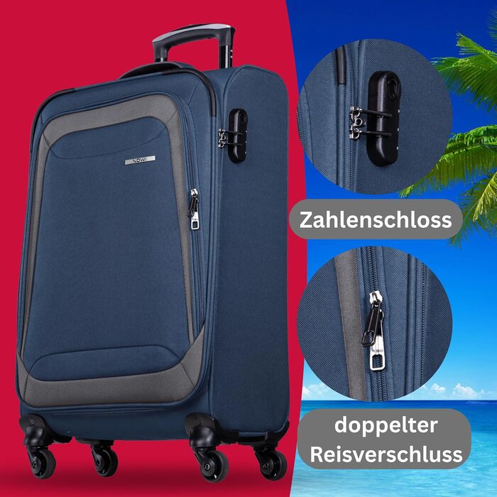 Тролей-валіза NOWI Korfu Weichschalen L, 50L, блакитна – зручний та легкий багаж для подорожей