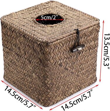 Rectangular tissue box made of seagrass for household use, decorative woven paper holder, coffee table, 68 x 30 x 22 cm
