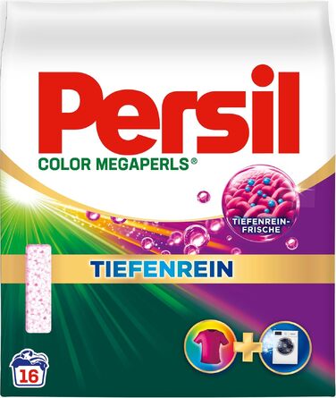 Пральний порошок Persil Color Megaperls для кольорової білизни, технологія глибокого очищення, 5 упаковок по 16 завантажень (80 прань), 20-60 °C