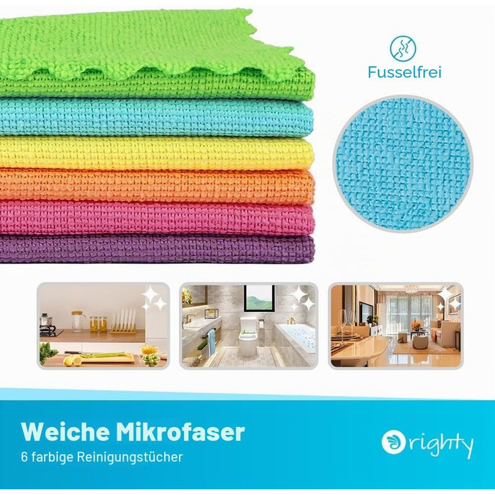 Серветки для прибирання з мікрофібри Orighty, 150 шт, гігроскопічні та безворсові ганчірки для дому, кухні та автомобіля, багаторазові, різнокольорові