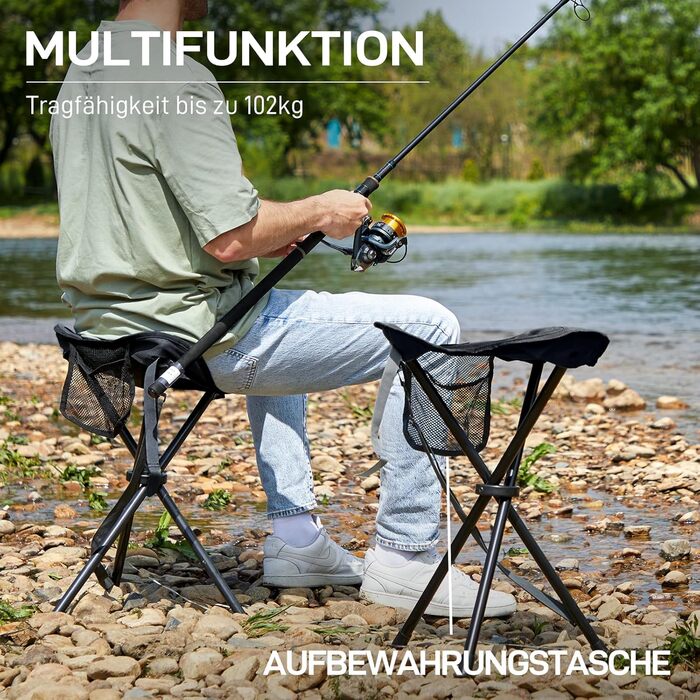 Складний стілець EVER ADVANCED: легкий, міцний, з кишенею для кемпінгу, риболовлі, полювання та піших прогулянок (102 кг)